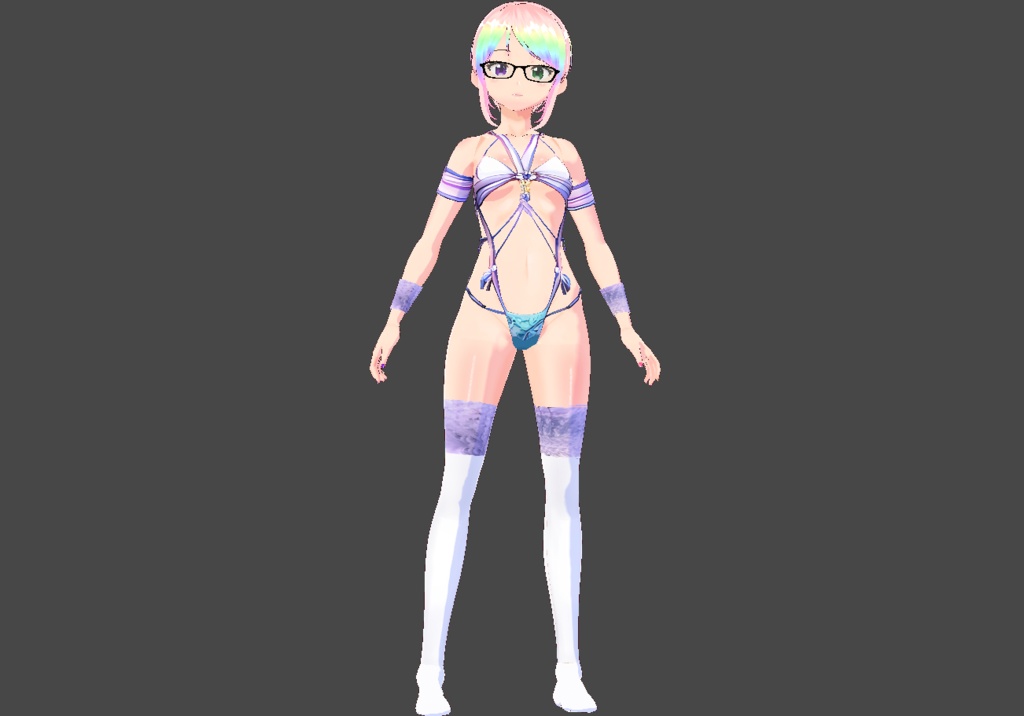 Pastel Bikini Outfit with Stockings — Free