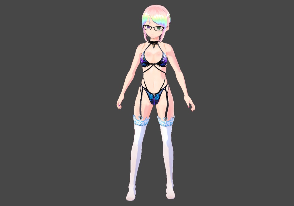 Black Purple and Blue Bikini with Stockings and Garters — Free