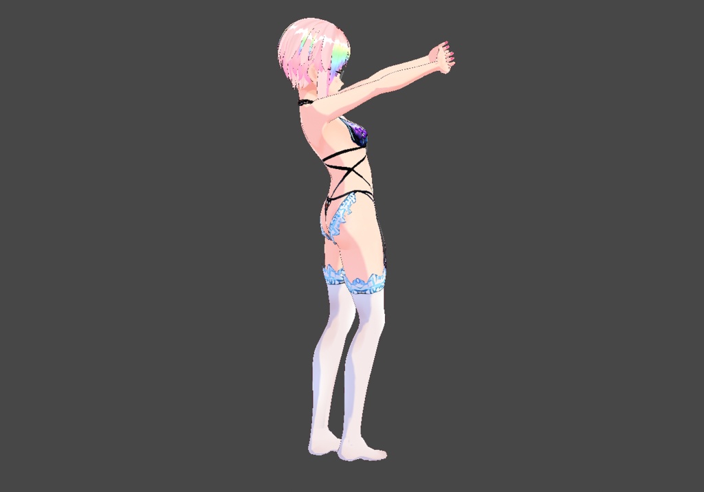 Black Purple and Blue Bikini with Stockings and Garters — Free