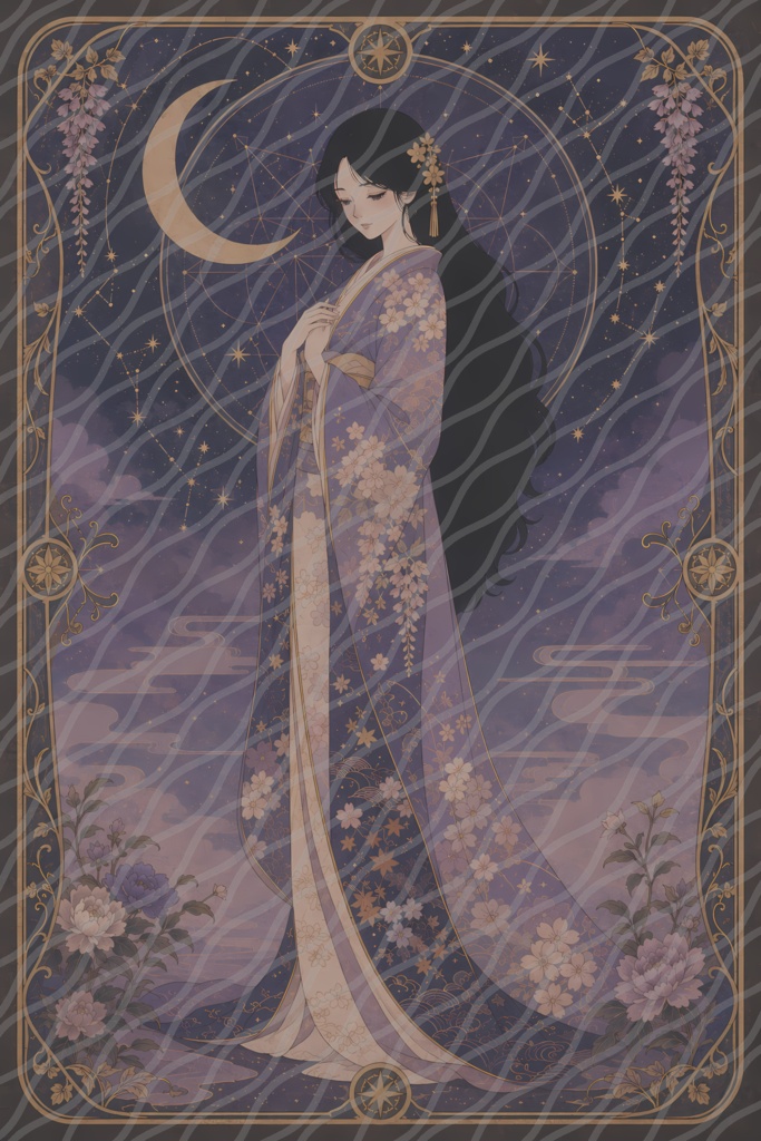 和風タロット発 立ち絵素材01|藤霞の姫君【表情差分12種・おまけ画像付き】