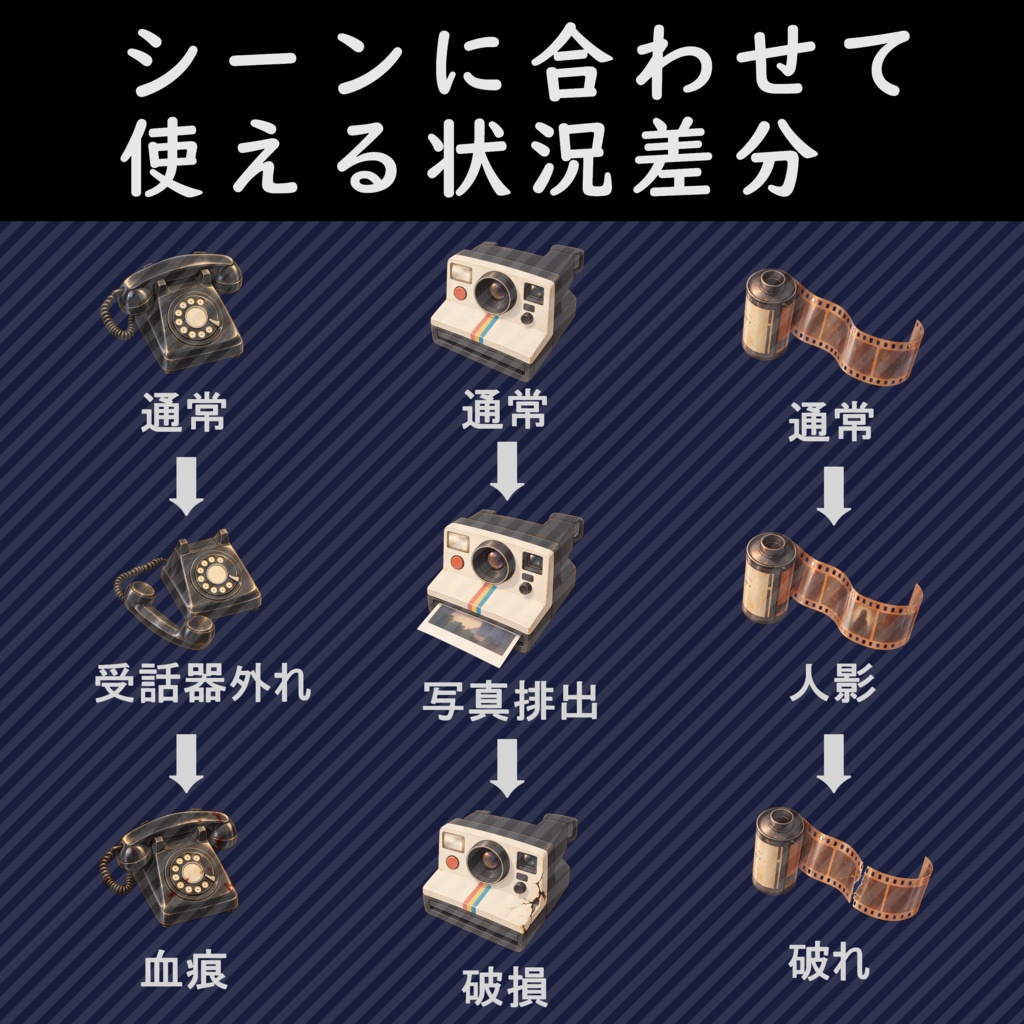 TRPG小物素材03_昭和・平成レトロ家電・記録媒体セット