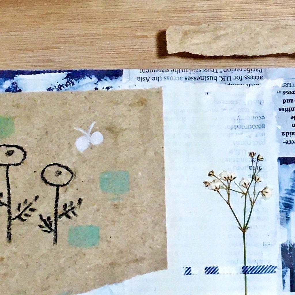 「slow day.」ドローイングコラージュ作品