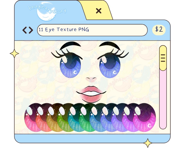 🌙☁️HIGH RESOLUTION EYES Spiral Anime Moon Star Rainbow 11 Colors☁️🌙