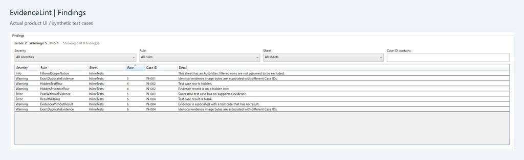 EvidenceLint — Excelテスト証跡チェックツール