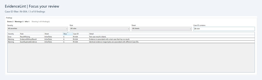EvidenceLint — Excelテスト証跡チェックツール