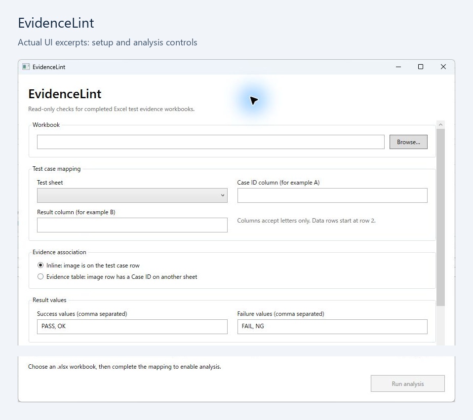 EvidenceLint — Excelテスト証跡チェックツール