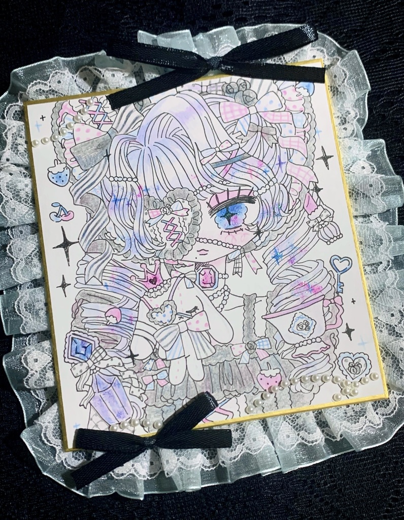 色紙原画イラスト🩵💜.⋆𝜗𝜚