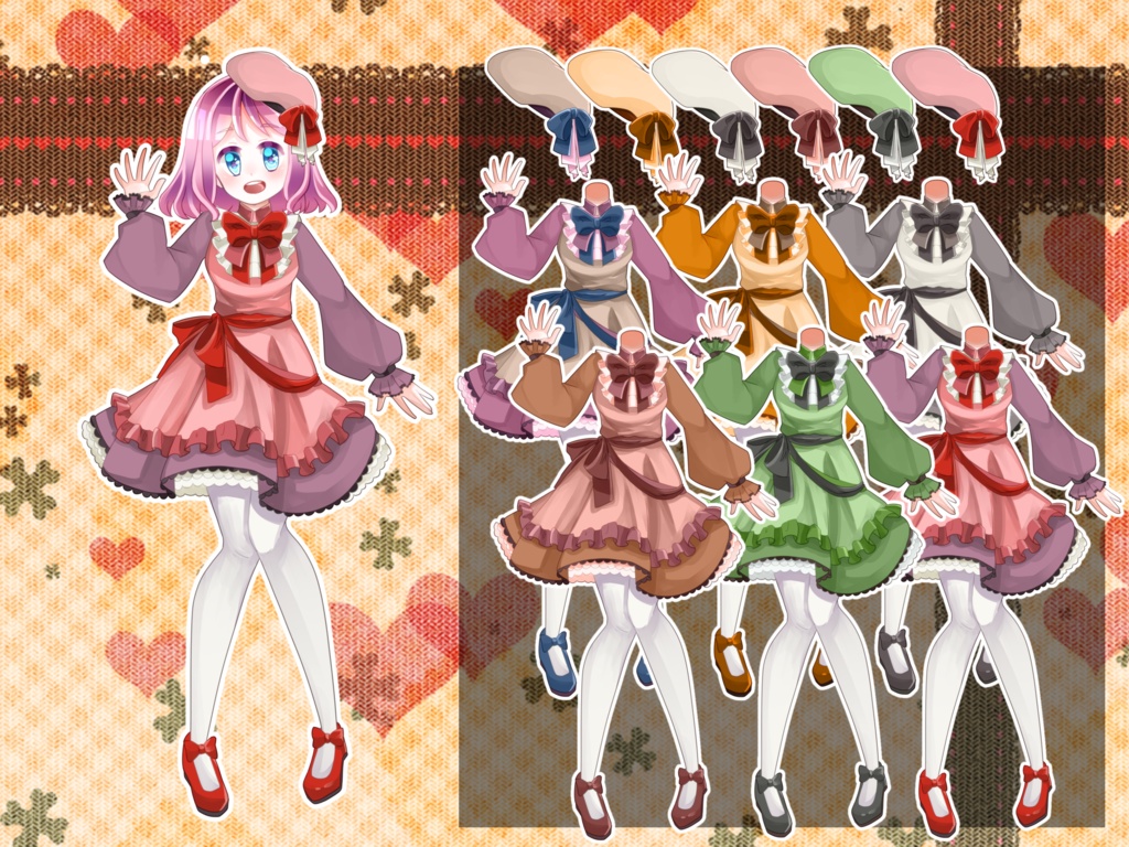 【VTuberさん向け素材】ケーキ風カラーワンピース