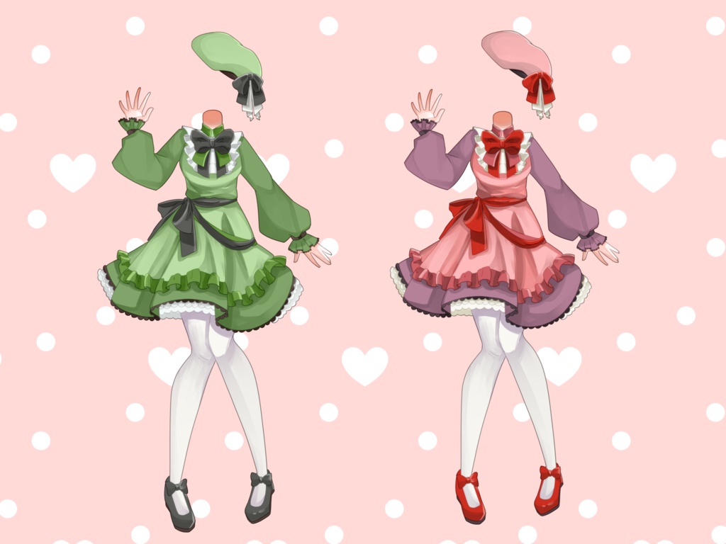 【VTuberさん向け素材】ケーキ風カラーワンピース