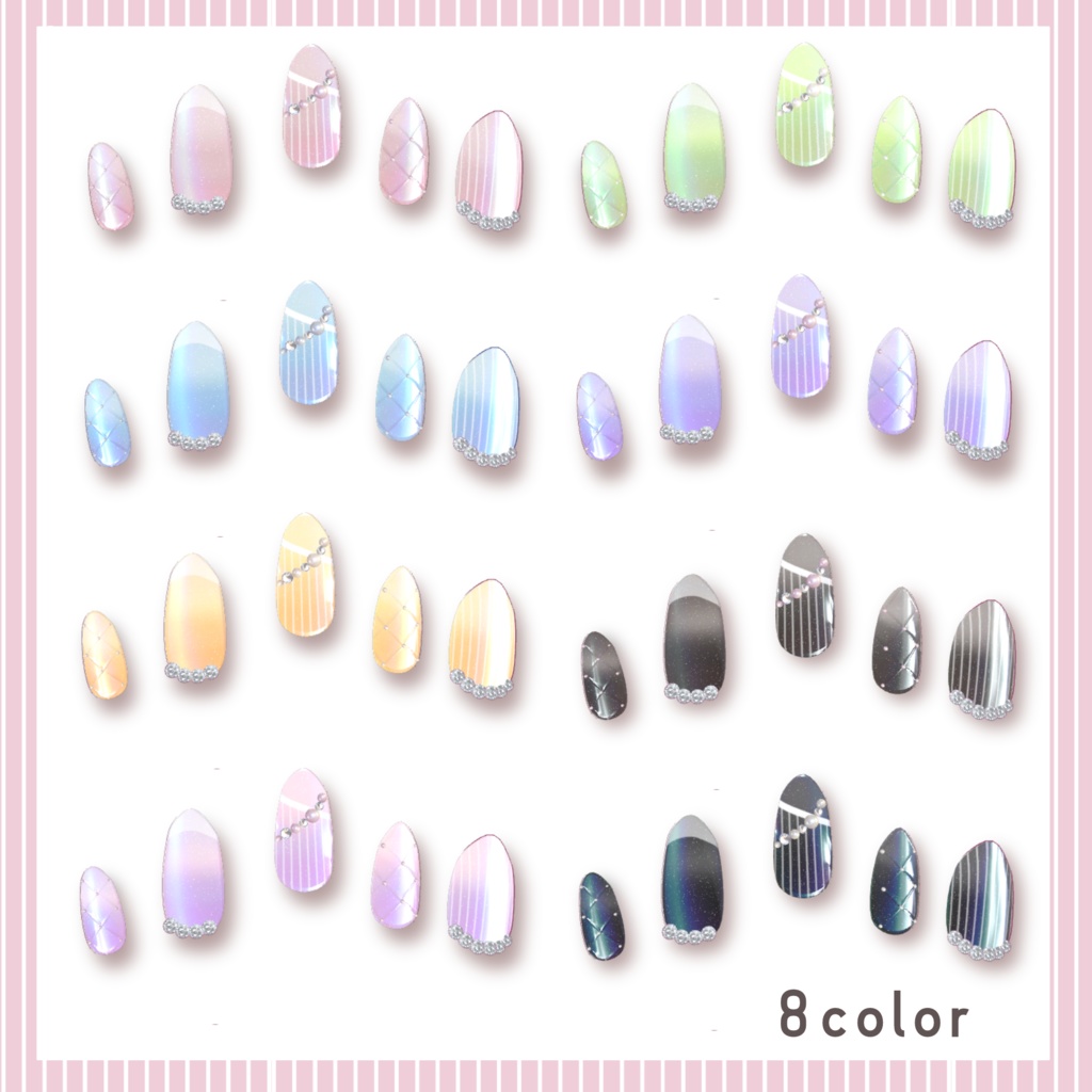 【しらつめ・マヌカ対応】キルティングネイル【ネイルチップセット】