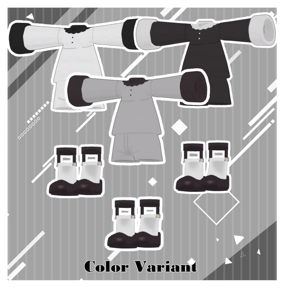 【キプフェル・みみのこ対応】モノトーン ワンピース【まめふれんず】