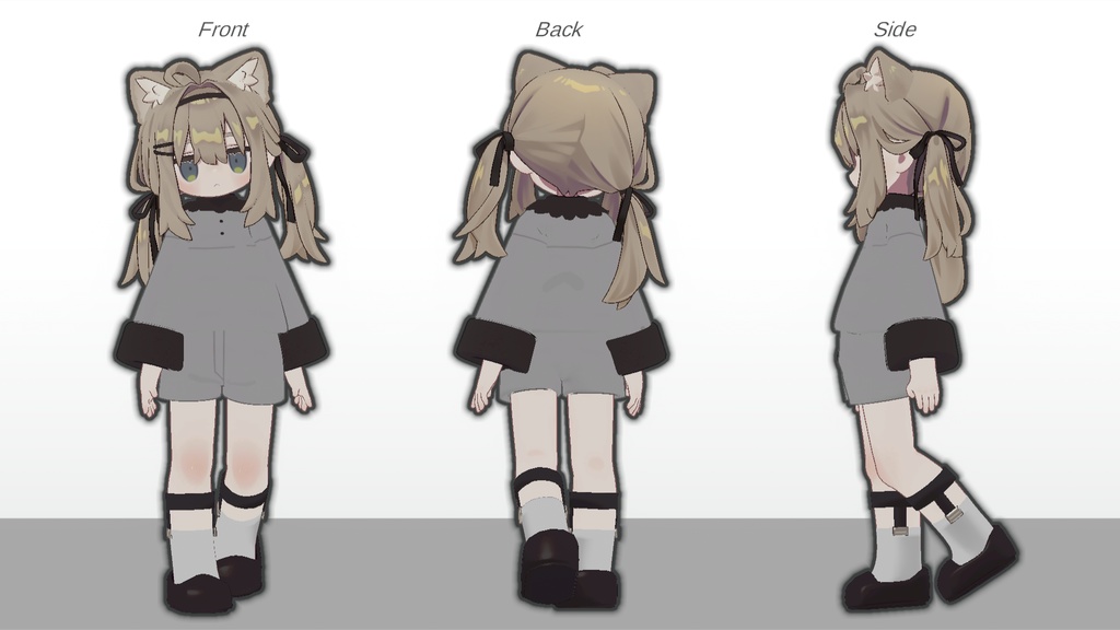 【キプフェル・みみのこ対応】モノトーン ワンピース【まめふれんず】