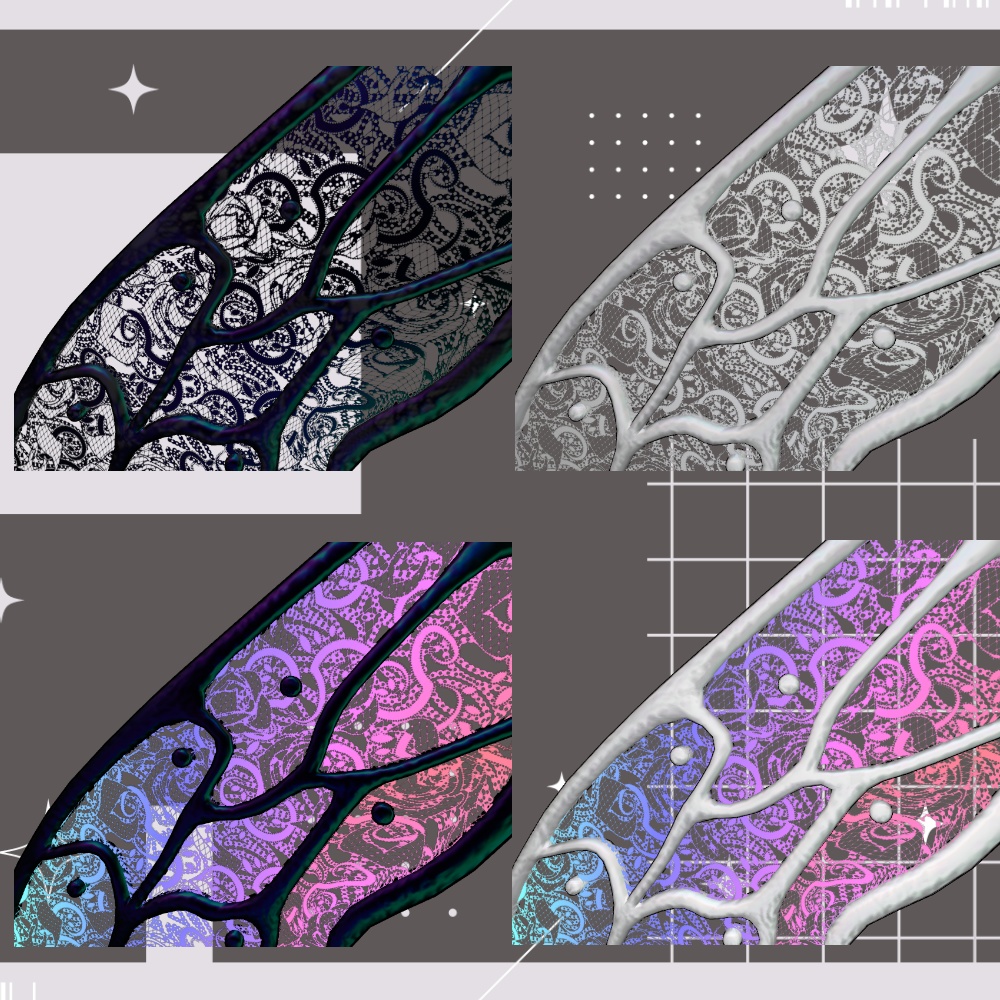 【VRChat】Fairy Lace Wing【PB・Animation設定済】