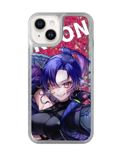 【ラメがスノードームみたいでかわいい！】液体グリッタースマホケース/小さいメッセージ付き💜