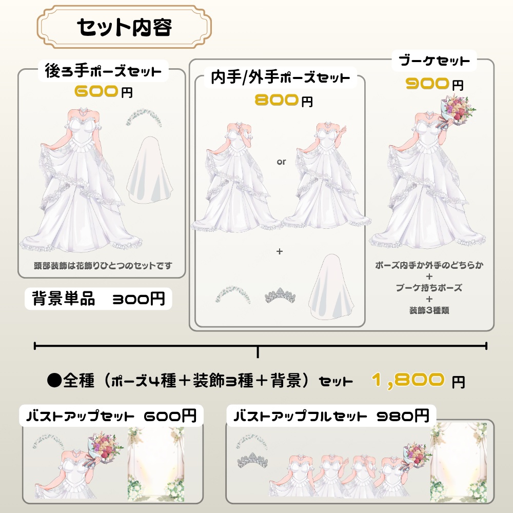 【Vtuber・Vliver向け】ウエディングドレス衣装素材