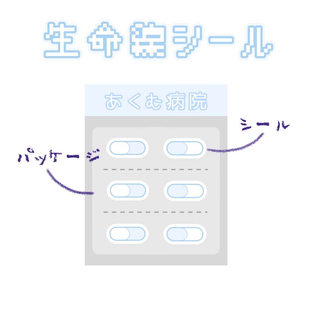 自宅通販💜生命線シール8枚セット-水色