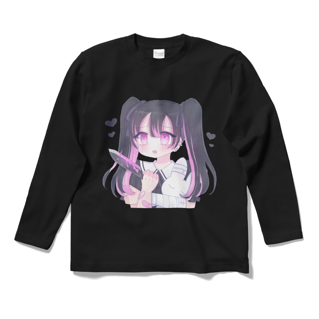 こっちを見て。ロングスリーブTシャツ-黒