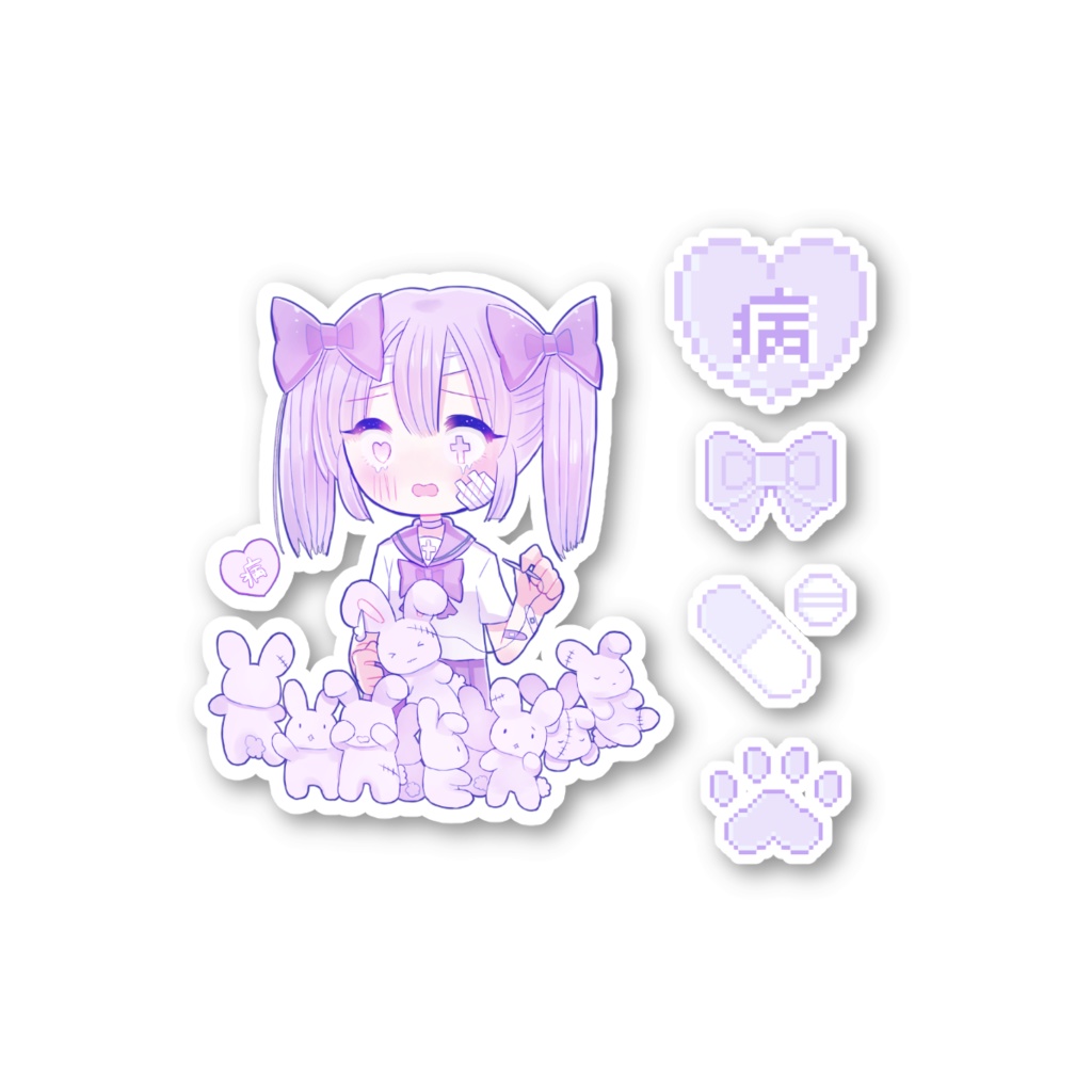 【再入荷未定】自宅通販💜スマホサイズ シール5枚セット-紫A