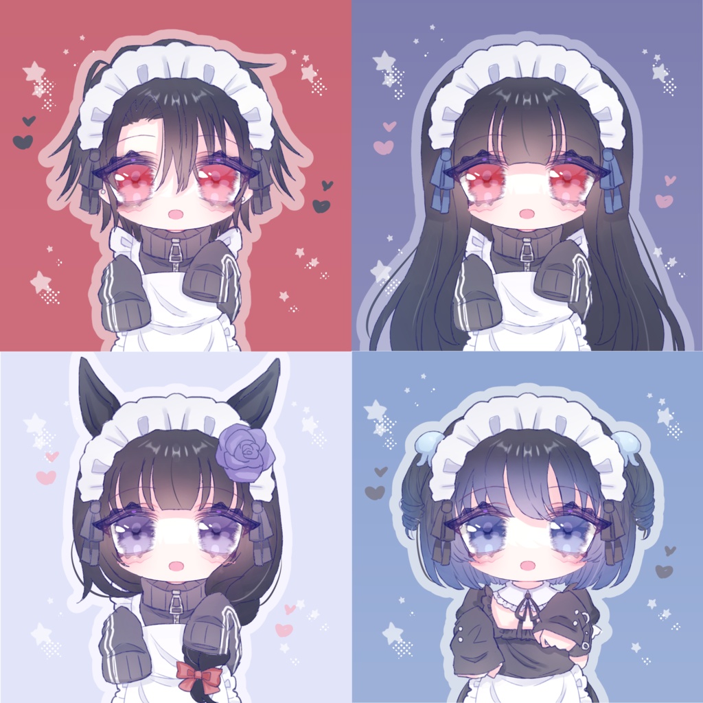 【量産依頼】ジャージメイドの可愛い女の子・男の子 アイコン依頼 アイコン制作 透過差分あり