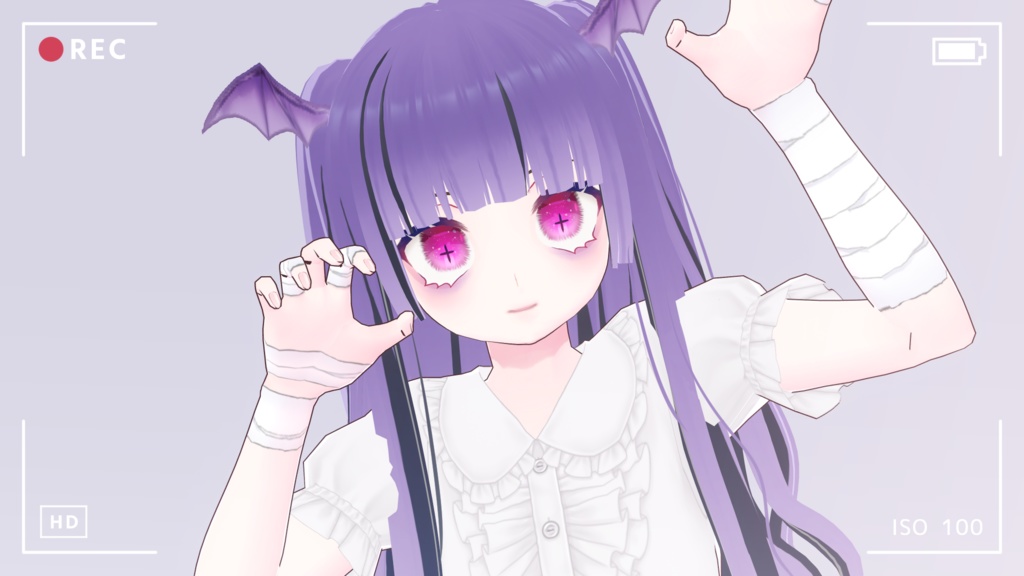 【完全版 全4色】悪魔の羽 髪製 アクセサリー 黒 白 赤 紫【ハロウィン デビル VRoid正式版 髪飾り】