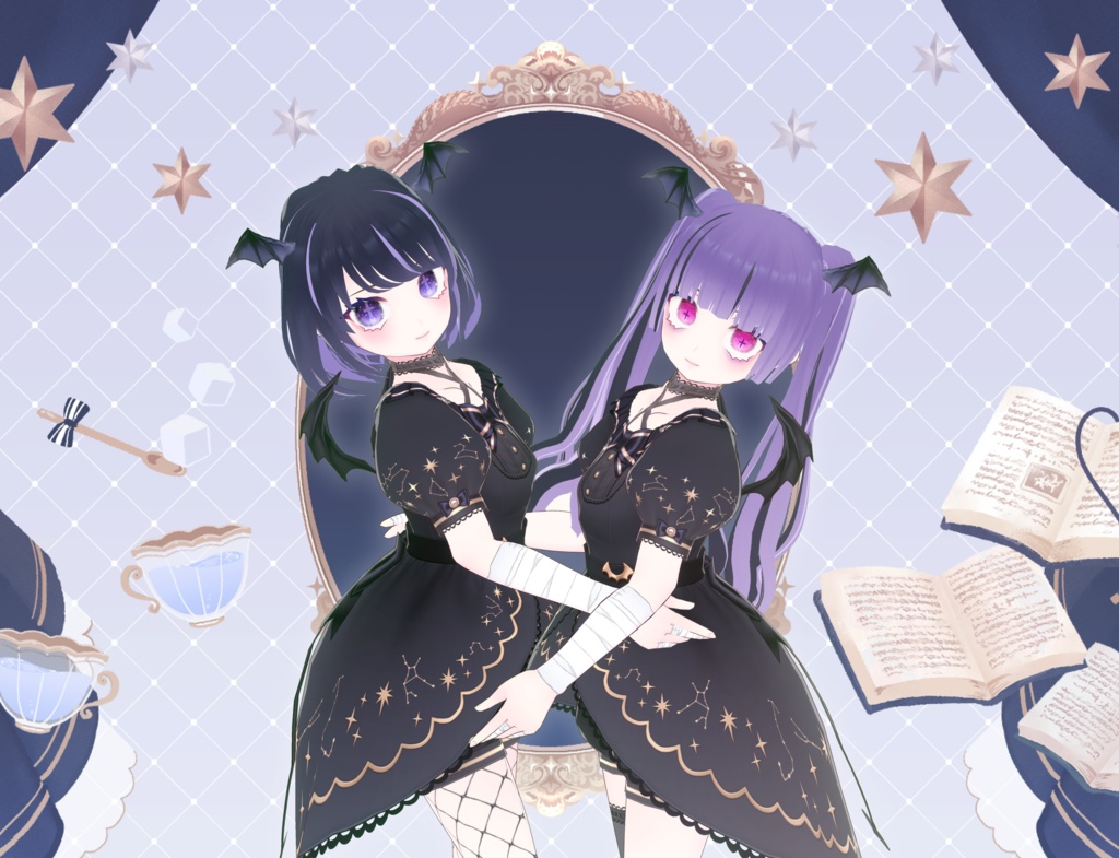 【完全版 全4色】悪魔の羽 髪製 アクセサリー 黒 白 赤 紫【ハロウィン デビル VRoid正式版 髪飾り】