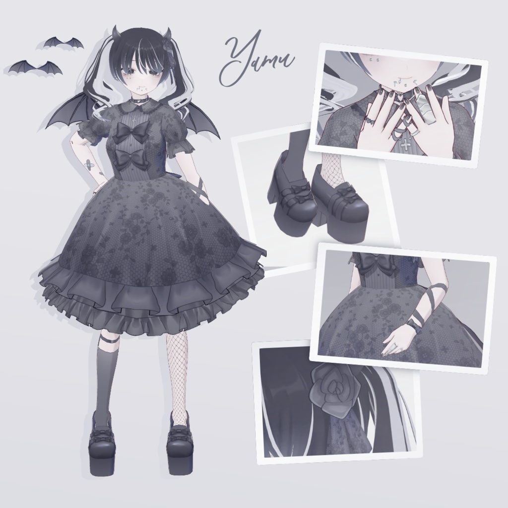 【オリジナル3Dモデル】闇夢 -YAMU- 黒髪 / 白髪【VRM / VRoidファイルあり cluster想定 NEOKET対応 VRoid正式版】