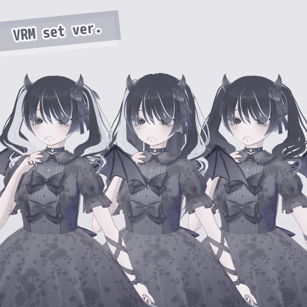 【オリジナル3Dモデル】闇夢 -YAMU- 黒髪 / 白髪【VRM / VRoidファイルあり cluster想定 NEOKET対応 VRoid正式版】