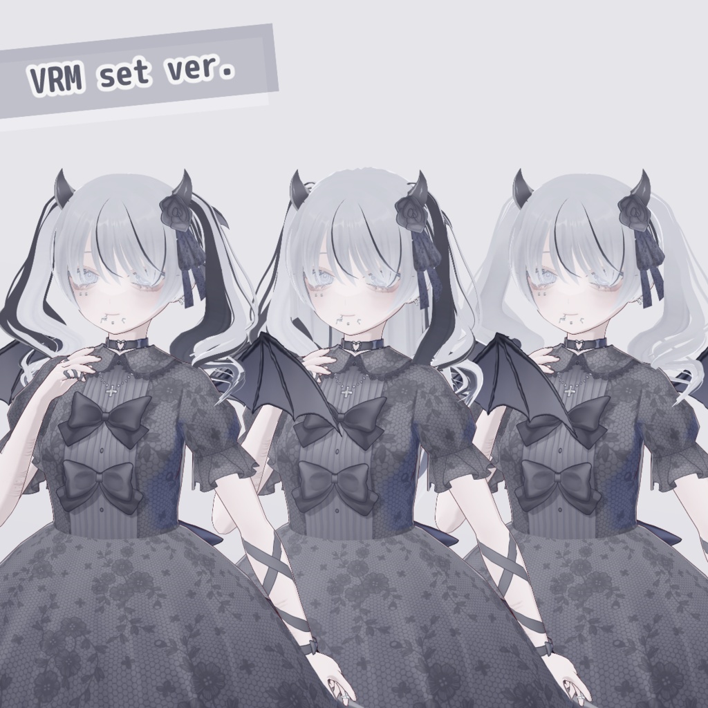 【オリジナル3Dモデル】闇夢 -YAMU- 黒髪 / 白髪【VRM / VRoidファイルあり cluster想定 NEOKET対応 VRoid正式版】