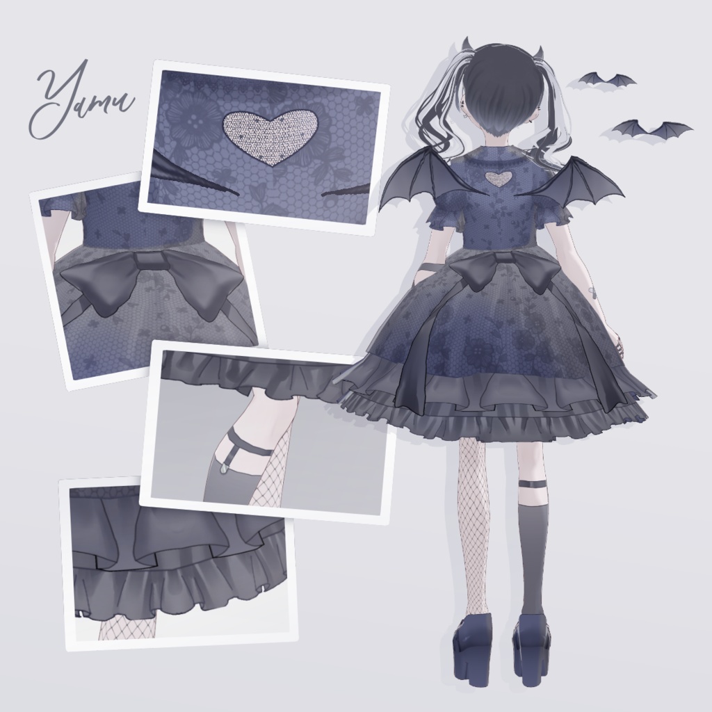 【オリジナル3Dモデル】闇夢 -YAMU- 黒髪 / 白髪【VRM / VRoidファイルあり cluster想定 NEOKET対応 VRoid正式版】