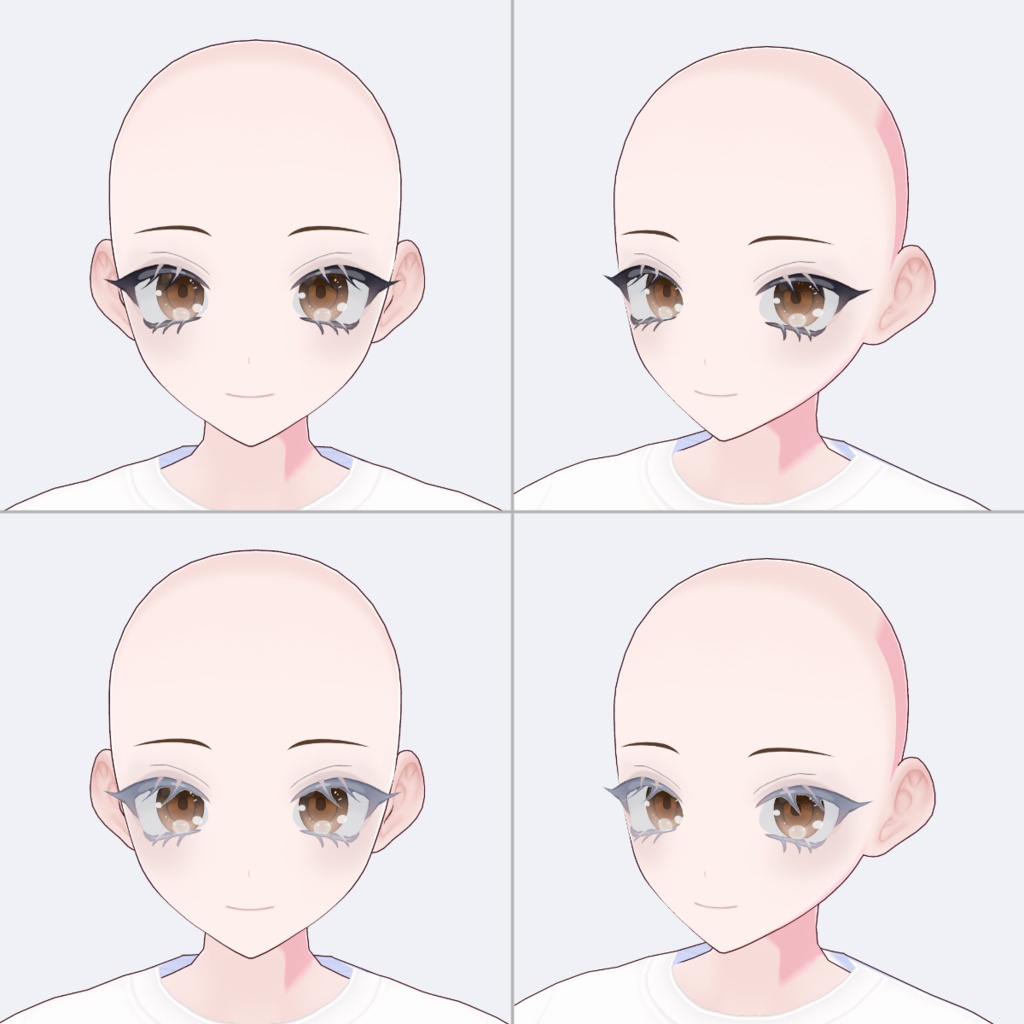 【黒 白】バチバチアイラインテクスチャ まつげ・まぶた・白目セット【VRoid】