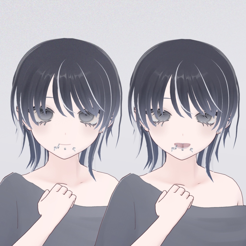 【黒 白】バチバチアイラインテクスチャ まつげ・まぶた・白目セット【VRoid】