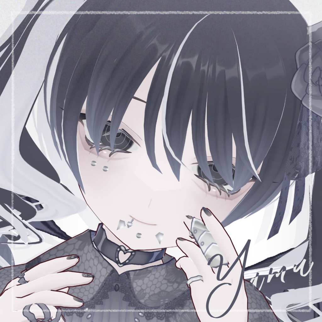 【黒 白】バチバチアイラインテクスチャ まつげ・まぶた・白目セット【VRoid】