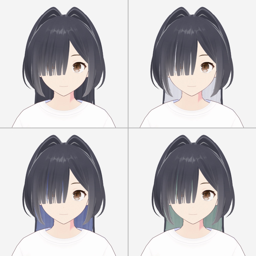 【8種】インテークウルフ ヘアプリセット【VRoid正式版 ヘアテクスチャつき メッシュ インナーカラー】