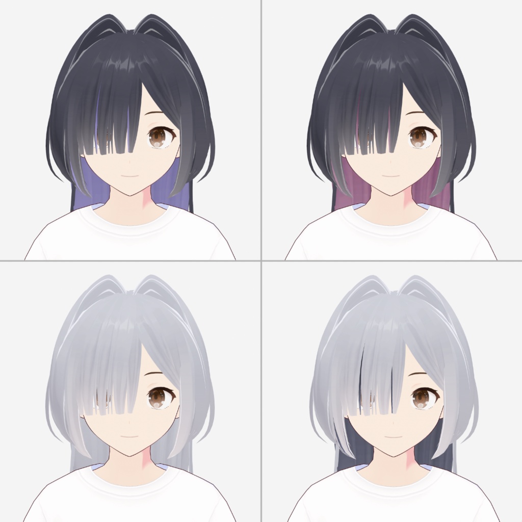 【8種】インテークウルフ ヘアプリセット【VRoid正式版 ヘアテクスチャつき メッシュ インナーカラー】