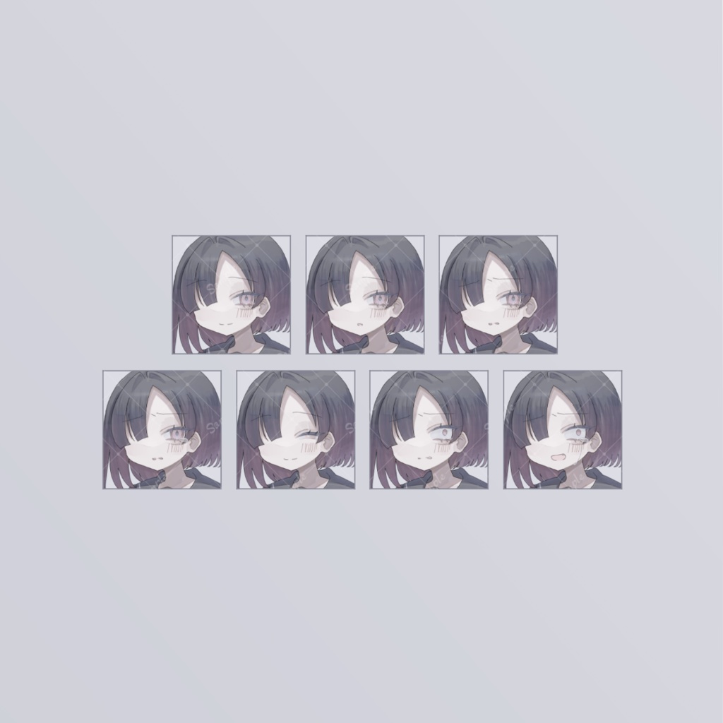 【表情差分7種】訳ありそうな黒髪セーラー服の女の子の立ち絵 女子高生 全身イラスト 素材【無料版あり】