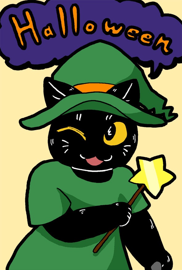 盛りたくさん★黒猫の可愛いハロウィンポストカードセット(9枚種類セット)