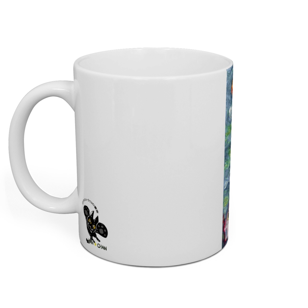 泳ぐ猫と魚たちマグカップ