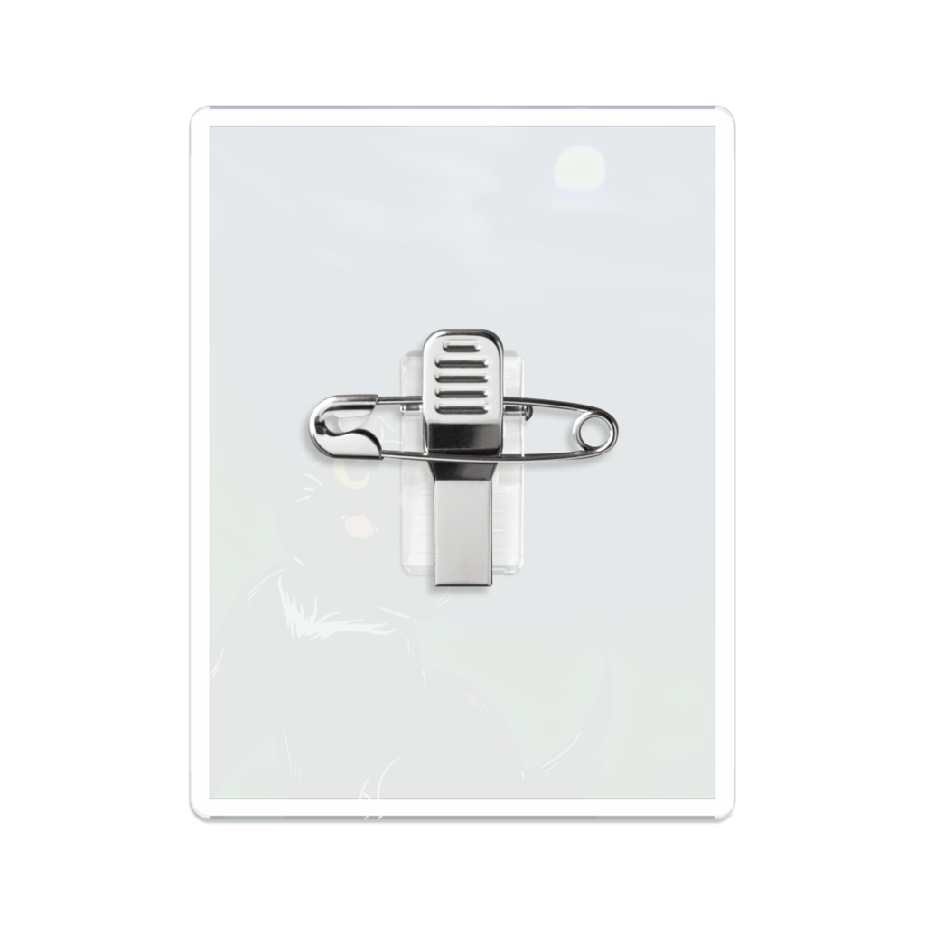 黒ねこカンちゃんイラストバッジ「草原」