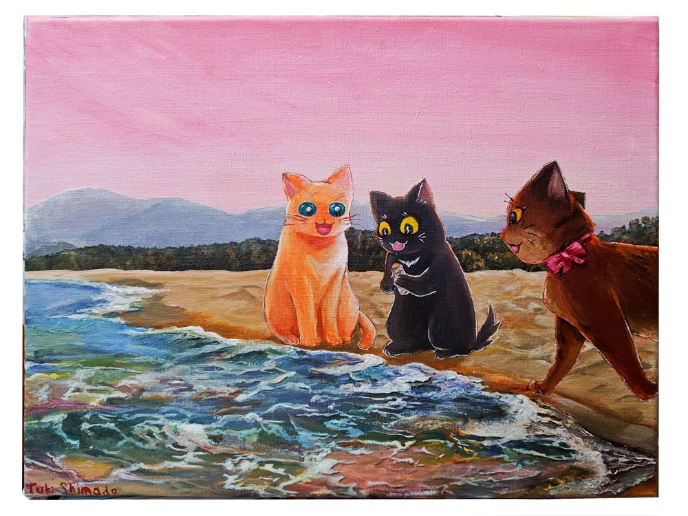 浜辺の小瓶(アクリル画 F6号)