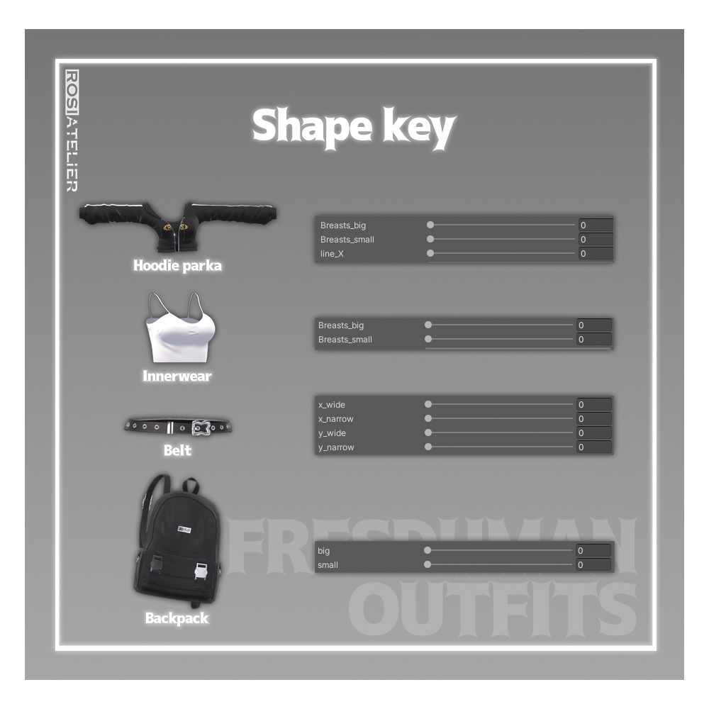 【3D衣装モデル】 Freshman Outfits (for maya)