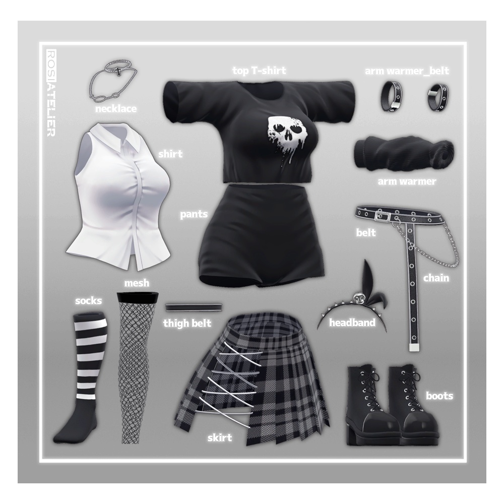 【3D衣装モデル】 Punky rock star (for Kikyo, Selestia)