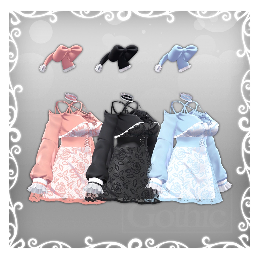 【3D衣装モデル】 Rosé gothic (for Moe, Shinra, Kikyo, Selestia)