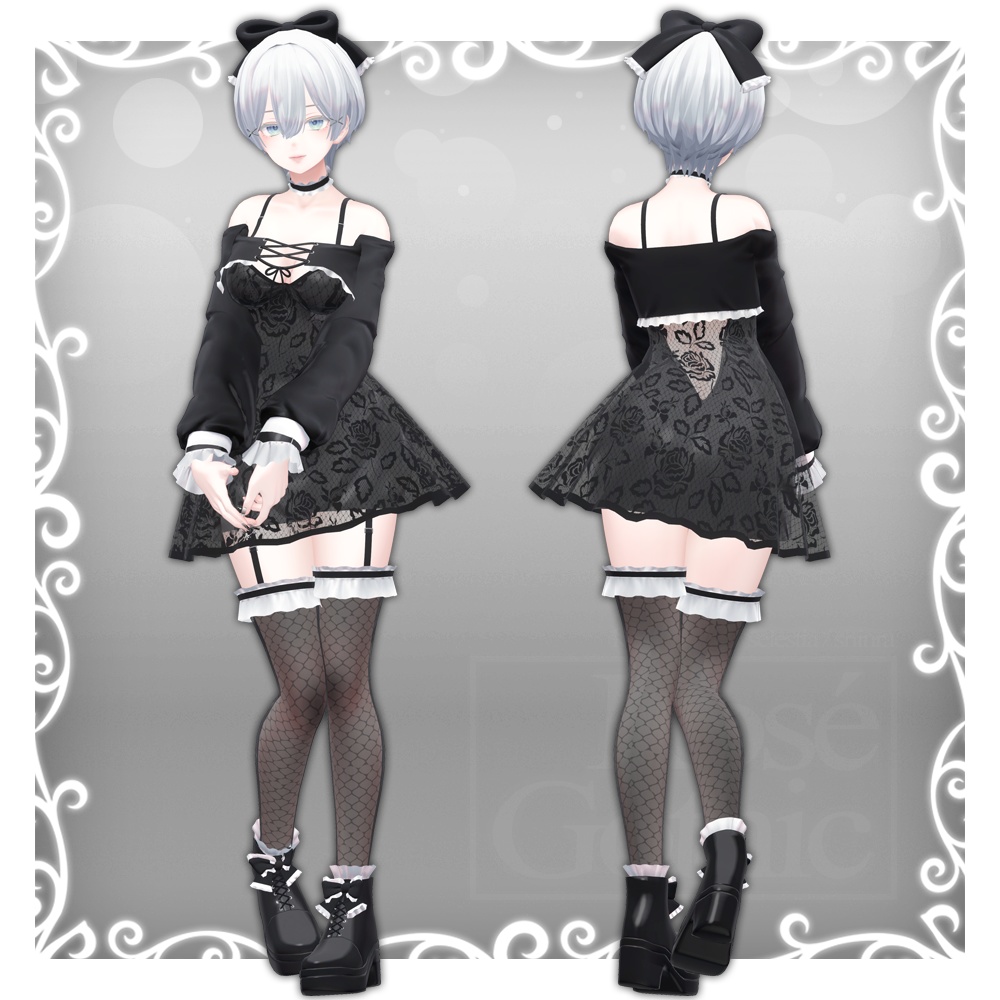 【3D衣装モデル】 Rosé gothic (for Moe, Shinra, Kikyo, Selestia)