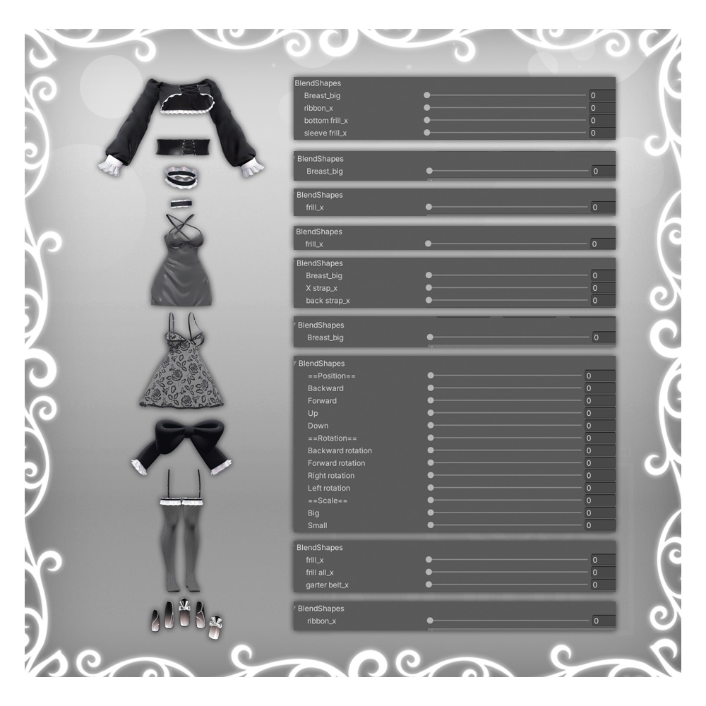 【3D衣装モデル】 Rosé gothic (for Moe, Shinra, Kikyo, Selestia)