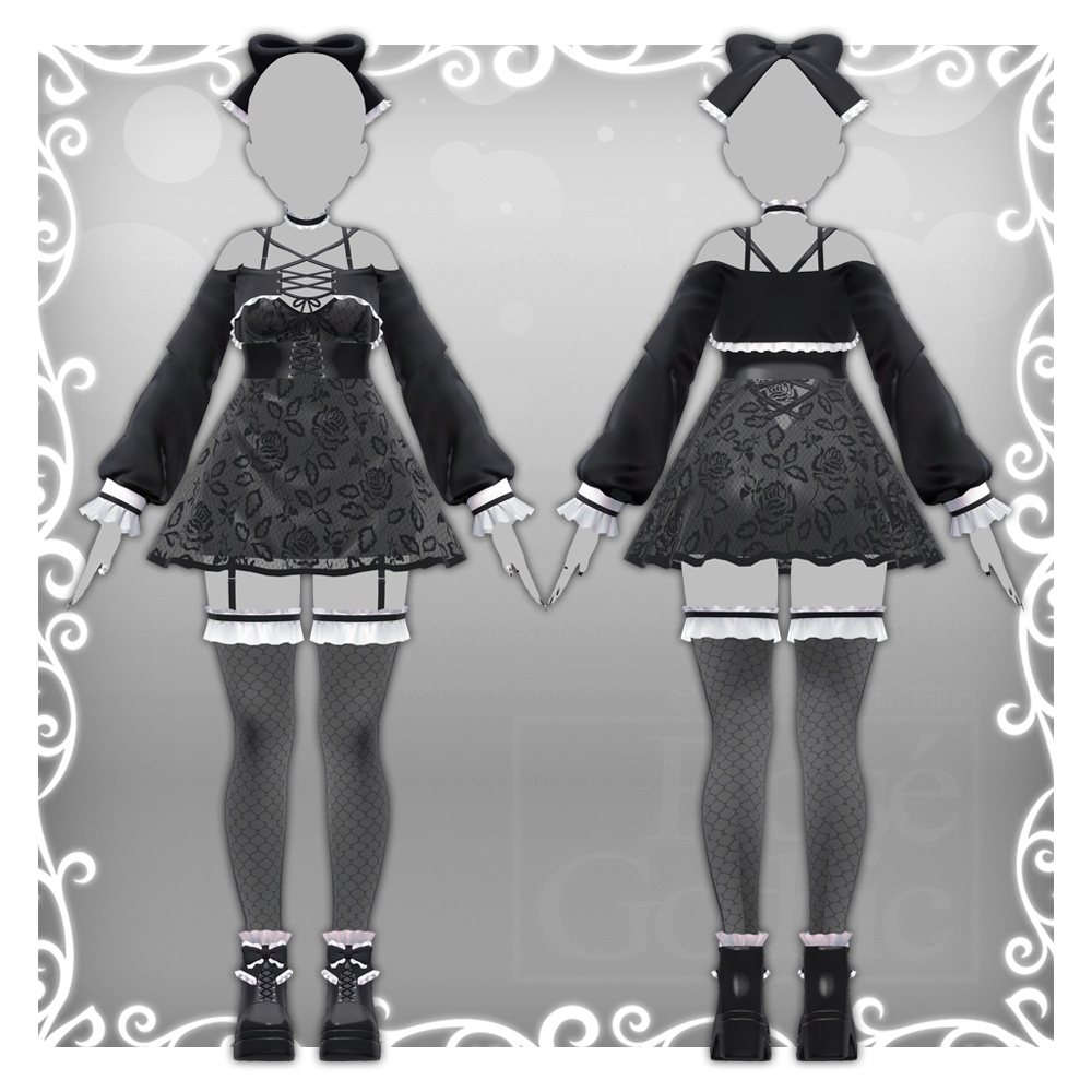【3D衣装モデル】 Rosé gothic (for Moe, Shinra, Kikyo, Selestia)