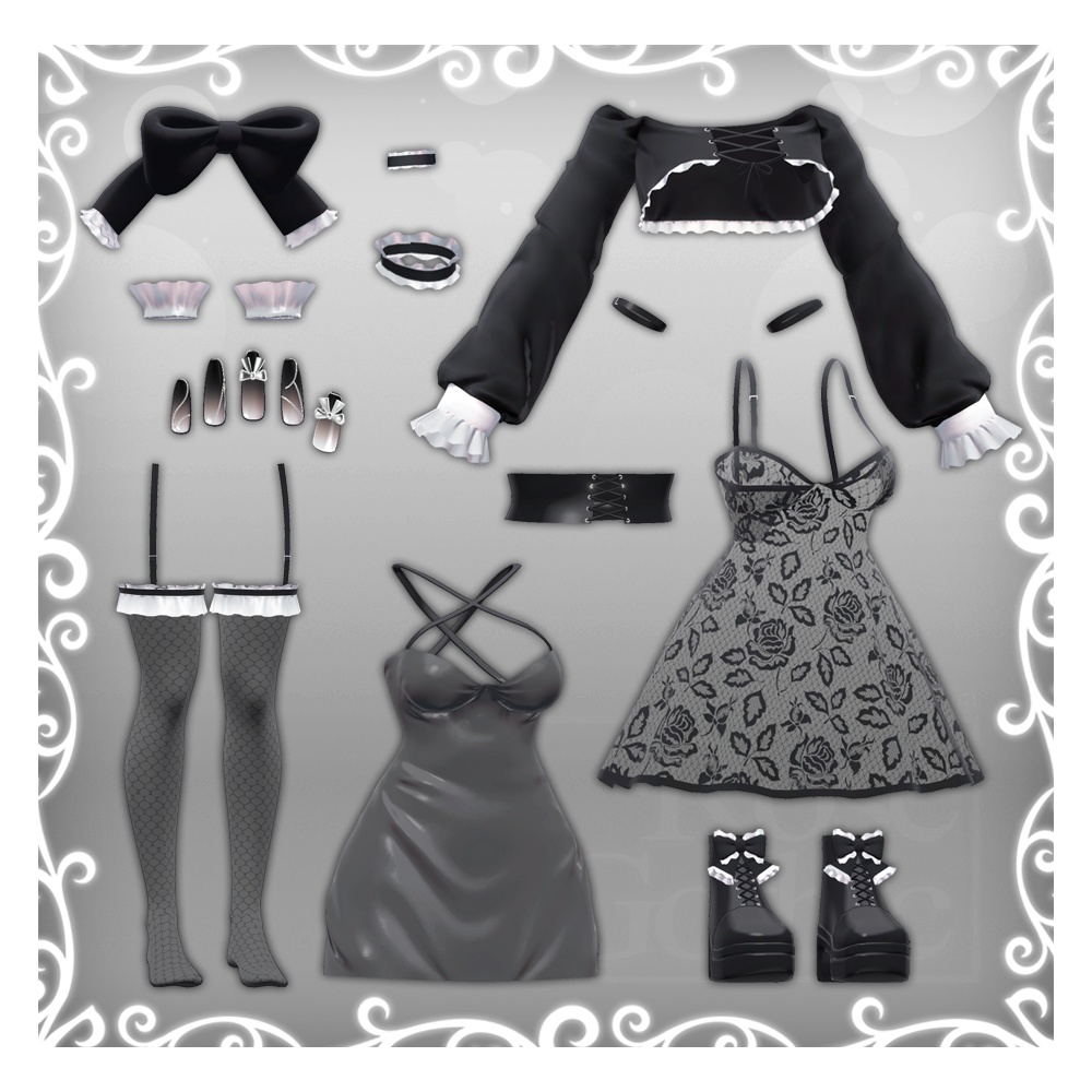 【3D衣装モデル】 Rosé gothic (for Moe, Shinra, Kikyo, Selestia)