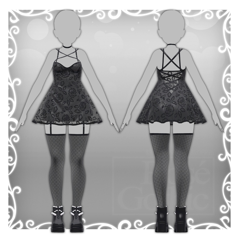 【3D衣装モデル】 Rosé gothic (for Moe, Shinra, Kikyo, Selestia)