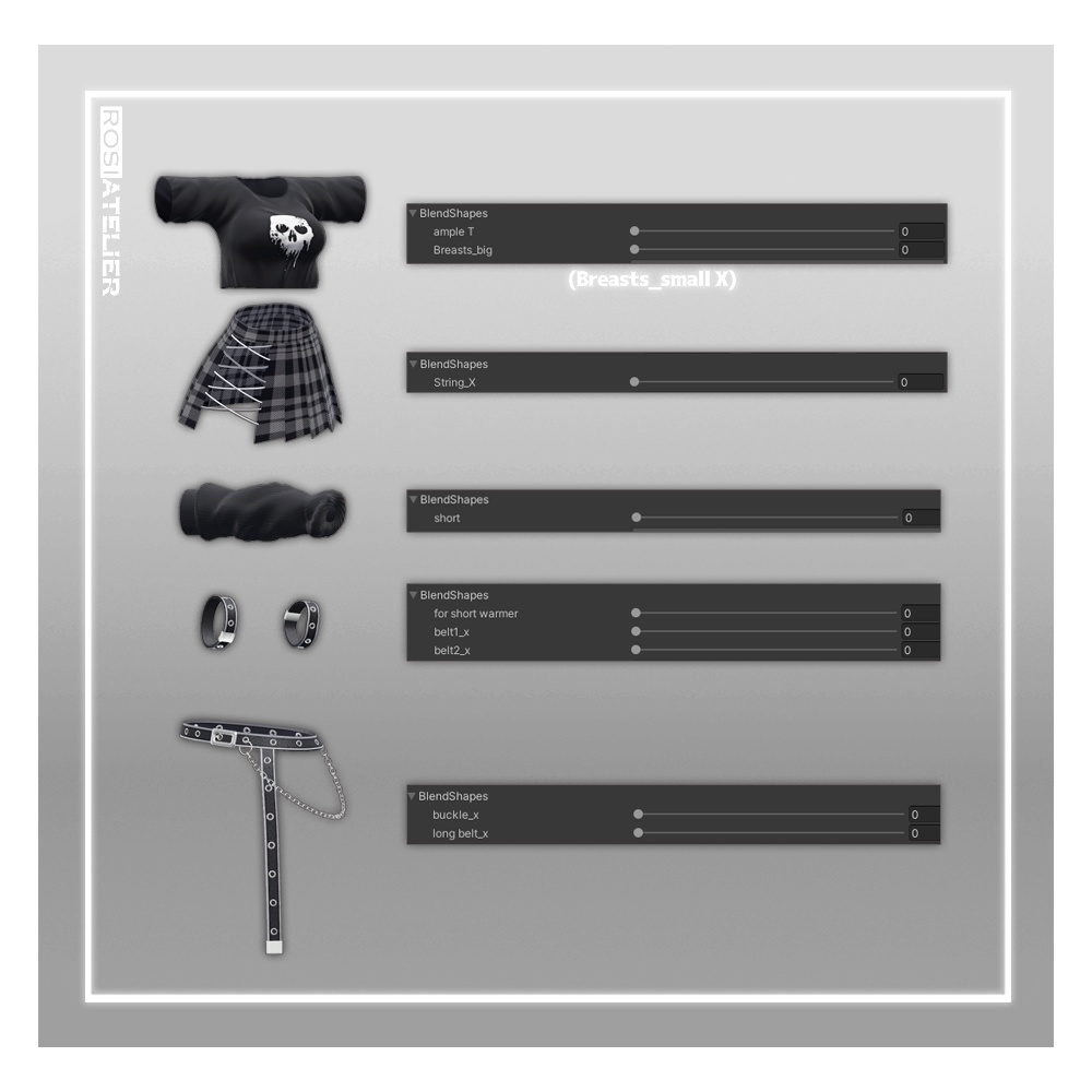 【3D衣装モデル】 Punky rock star (for Moe, Manuka)