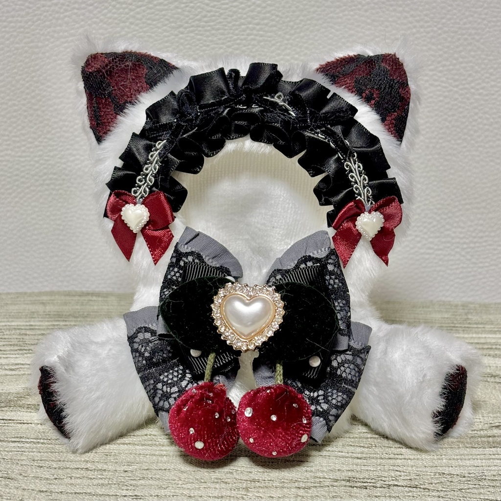 ♡おすわりぬい服♡10cm/ぱぺっとサイズ レッド ねこ