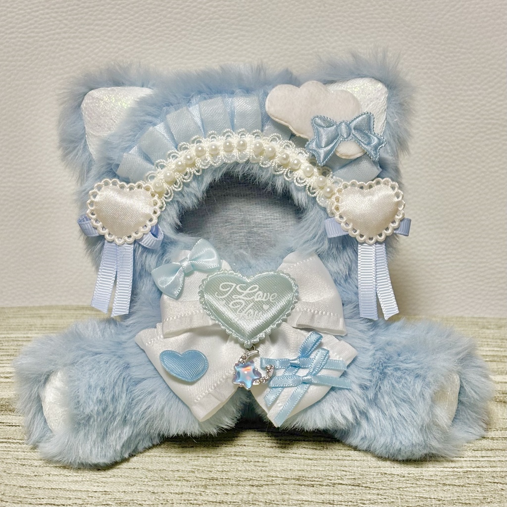 ♡おすわりぬい服♡10cm/ぱぺっとサイズ 水色 ねこ